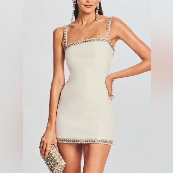 Retrofete Dresses & Skirts - Retrofete Cream Mini Dress with Silver Accents